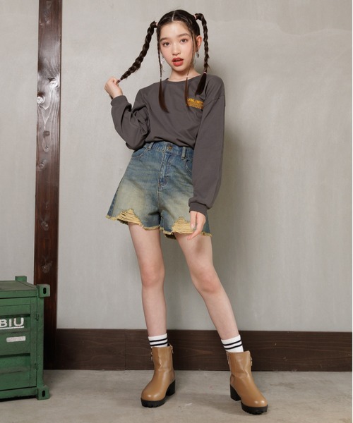PINKHUNT（ピンクハント）の「PINKHUNT ピンクハント ダメージ加工 ショートパンツ 0532K（デニムパンツ・キッズ・ブルー/ライトインディゴブルー・150cm/160cm/120cm/130cm/140cm）」の10枚目の写真