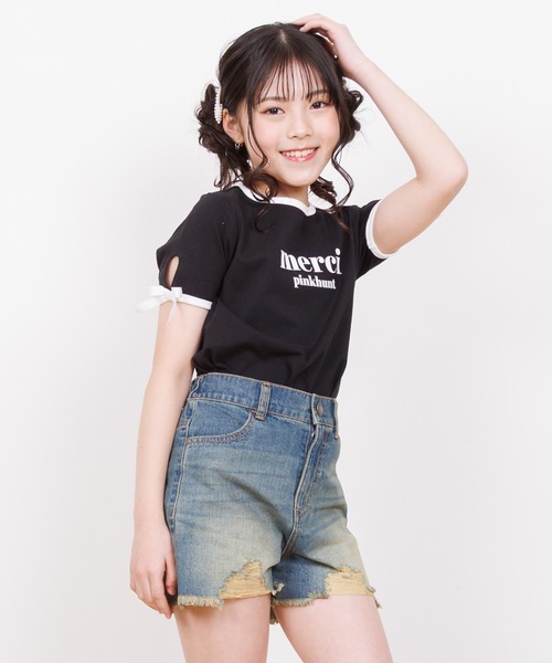 PINKHUNT（ピンクハント）の「PINKHUNT ピンクハント ダメージ加工 ショートパンツ 0532K（デニムパンツ・キッズ・ブルー/ライトインディゴブルー・150cm/160cm/120cm/130cm/140cm）」の16枚目の写真