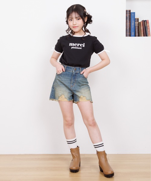 PINKHUNT（ピンクハント）の「PINKHUNT ピンクハント ダメージ加工 ショートパンツ 0532K（デニムパンツ・キッズ・ブルー/ライトインディゴブルー・150cm/160cm/120cm/130cm/140cm）」の17枚目の写真