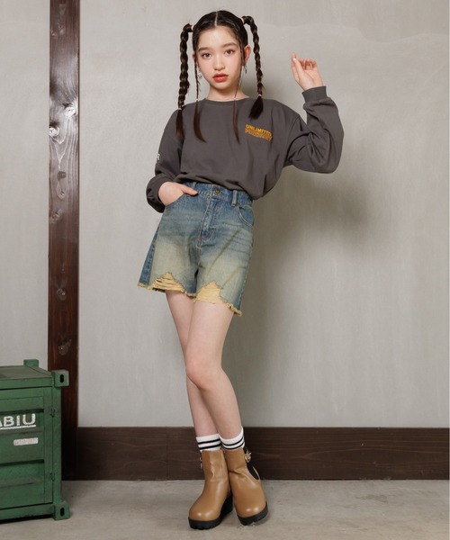 PINKHUNT（ピンクハント）の「PINKHUNT ピンクハント ダメージ加工 ショートパンツ 0532K（デニムパンツ・キッズ・ブルー/ライトインディゴブルー・150cm/160cm/120cm/130cm/140cm）」の14枚目の写真