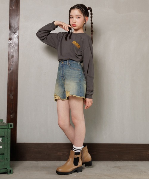 PINKHUNT（ピンクハント）の「PINKHUNT ピンクハント ダメージ加工 ショートパンツ 0532K（デニムパンツ・キッズ・ブルー/ライトインディゴブルー・150cm/160cm/120cm/130cm/140cm）」の15枚目の写真