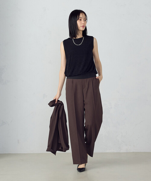 COMME CA ISM（コムサイズム）の「シャイニー　タンクトップ（タンクトップ・レディース・アイボリー/ブラック/チャコール/モカ・MEDIUM/LARGE）」の9枚目の写真