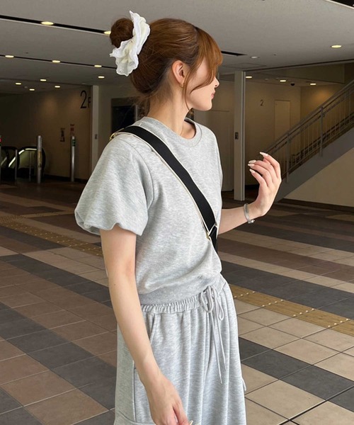 nelliy.（ネルリー）の「【セットアップ着用可能】パフスリーブスウェットトップス（Tシャツ/カットソー・レディース・ピンク/杢グレー・LARGE/MEDIUM）」の2枚目の写真