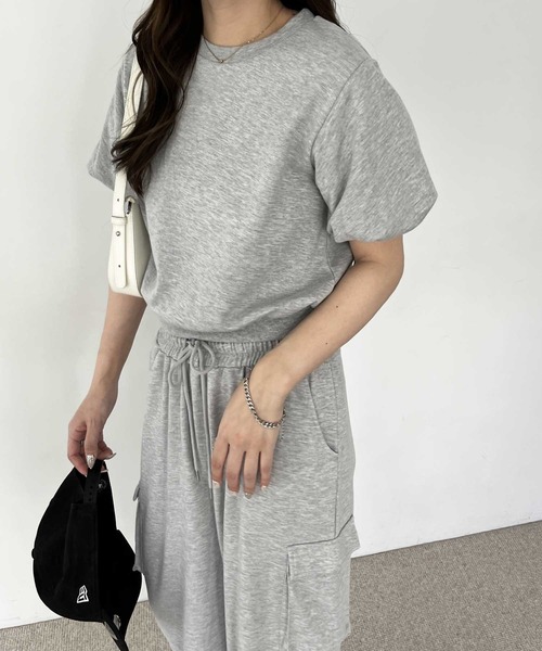 nelliy.（ネルリー）の「【セットアップ着用可能】パフスリーブスウェットトップス（Tシャツ/カットソー・レディース・ピンク/杢グレー・LARGE/MEDIUM）」の3枚目の写真