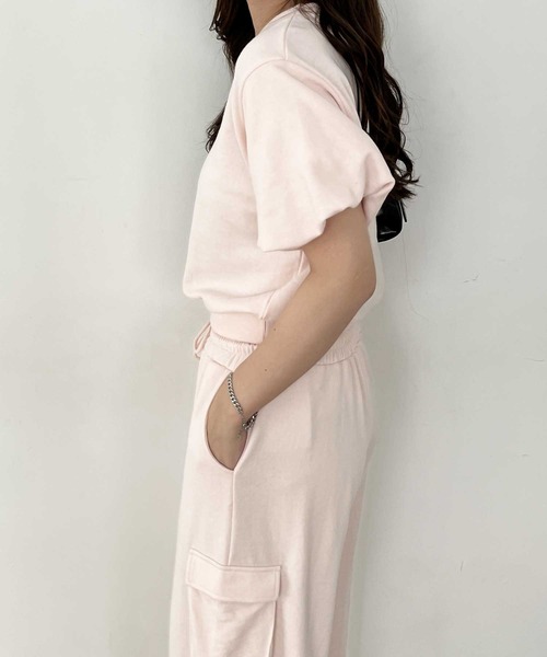 nelliy.（ネルリー）の「【セットアップ着用可能】パフスリーブスウェットトップス（Tシャツ/カットソー・レディース・ピンク/杢グレー・LARGE/MEDIUM）」の12枚目の写真