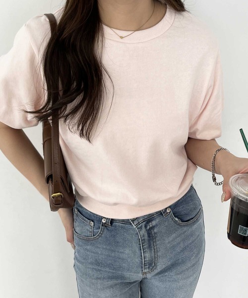 nelliy.（ネルリー）の「【セットアップ着用可能】パフスリーブスウェットトップス（Tシャツ/カットソー・レディース・ピンク/杢グレー・LARGE/MEDIUM）」の6枚目の写真