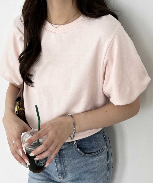 nelliy.（ネルリー）の「【セットアップ着用可能】パフスリーブスウェットトップス（Tシャツ/カットソー・レディース・ピンク/杢グレー・LARGE/MEDIUM）」の22枚目の写真