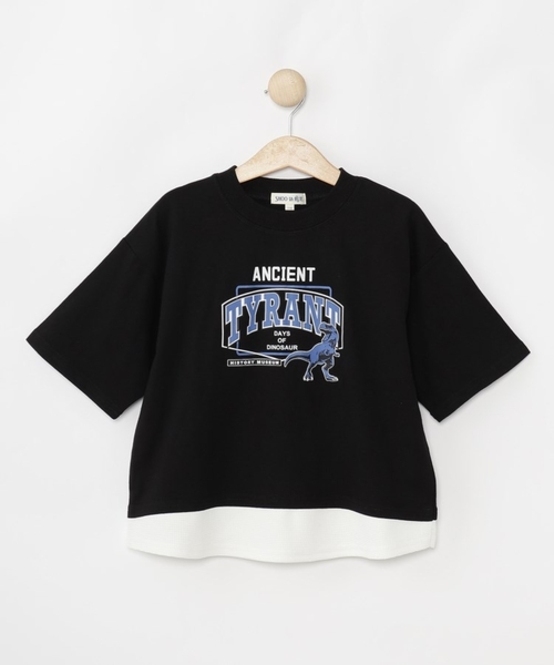 SHOO・LA・RUE（シューラルー）の「【100-150cm】アソートプリント裾レイヤード五分袖Tシャツ（Tシャツ/カットソー・キッズ・ブラック/ナチュラル/チャコールグレー/グリーン・10/11/12/13/14/15 ）」の12枚目の写真