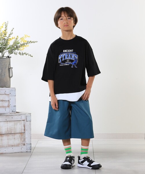 SHOO・LA・RUE（シューラルー）の「【100-150cm】アソートプリント裾レイヤード五分袖Tシャツ（Tシャツ/カットソー・キッズ・ブラック/ナチュラル/チャコールグレー/グリーン・10/11/12/13/14/15 ）」の18枚目の写真