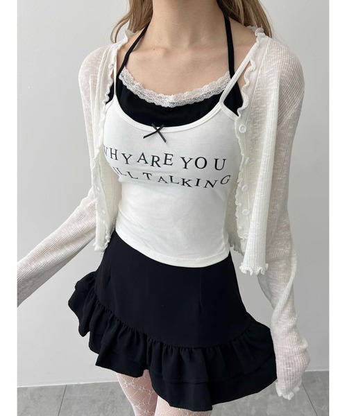 WEGO(ウィゴー)の「【PHILLY】メッセージロゴレイヤードキャミール(キャミソール・レディース・ホワイト/ブラック・FREE)」の5枚目の写真