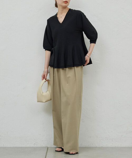 GALLARDAGALANTE（ガリャルダガランテ）の「【春夏素材にアップデート！】ペプラムプルオーバー（ニット/セーター・レディース・ライトグレー/ブルー/ブラック・FREE）」の7枚目の写真