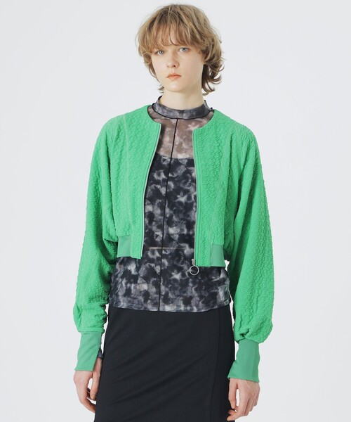 LOVELESS（ラブレス）の「ジャカードカットソーカーディガン（カーディガン/ボレロ・レディース・グリーン系その他/ブラック/オフホワイト・36）」の3枚目の写真