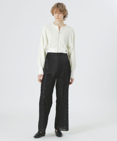 LOVELESS（ラブレス）の「ジャカードカットソーカーディガン（カーディガン/ボレロ・レディース・グリーン系その他/ブラック/オフホワイト・36）」の4枚目の写真