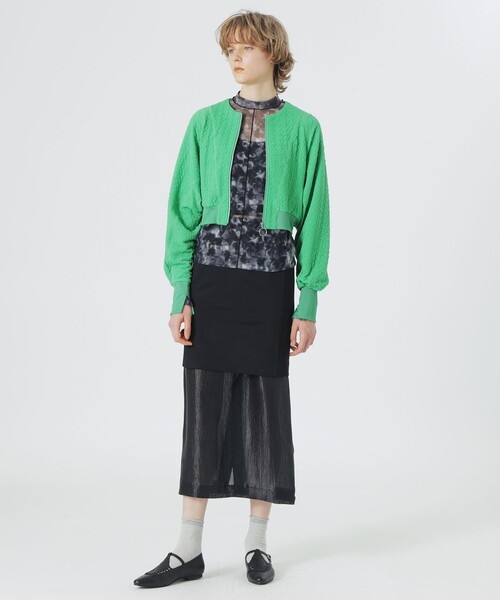 LOVELESS（ラブレス）の「ジャカードカットソーカーディガン（カーディガン/ボレロ・レディース・グリーン系その他/ブラック/オフホワイト・36）」の6枚目の写真