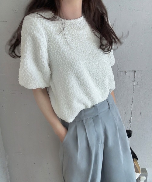 セール】くしゅくしゅ半袖トップス（シャツ/ブラウス）｜LAUIR