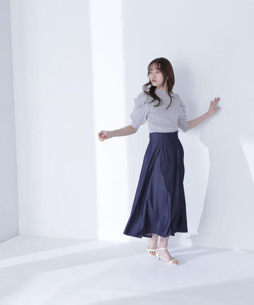 ★新品★ナチュラルビューティ★フレア★スカート★ セール】◇サテンパイピングフレアスカート（スカート