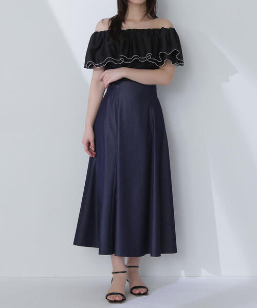 ☆新品☆ NATURAL BEAUTY ナチュラルビューティー　フレアスカート☆ シャンブレーフレアスカート｜ナチュラルビューティーベーシック