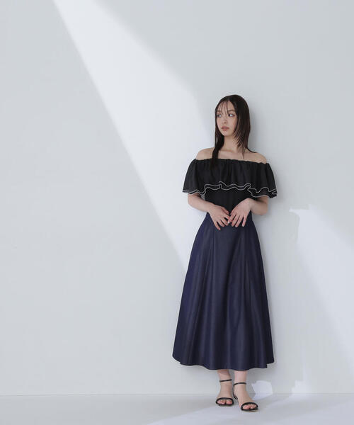 ☆新品☆ NATURAL BEAUTY ナチュラルビューティー　フレアスカート☆ シャンブレーフレアスカート｜ナチュラルビューティーベーシック