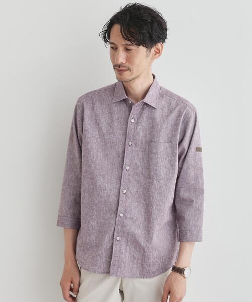 TAKEO KIKUCHI（タケオキクチ）の「ハイブリッド リネン 7分袖 シャツ（シャツ/ブラウス・メンズ・ブルー/ボルドー/ライトグレー/グリーン系/ネイビー・01/05/02/04/03）」の5枚目の写真