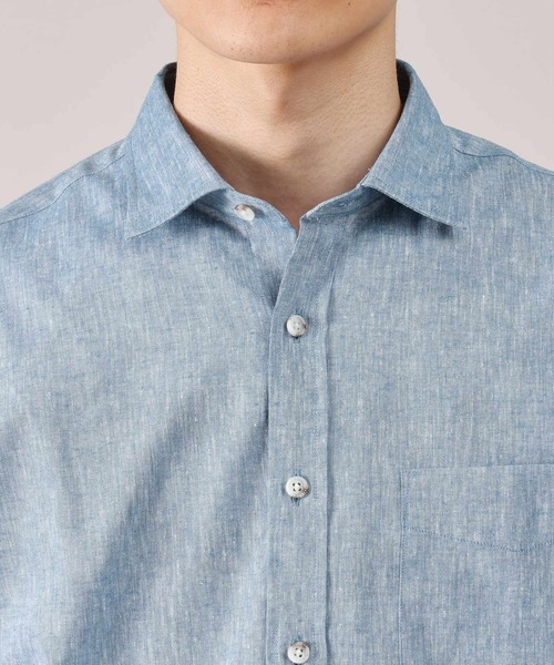 TAKEO KIKUCHI（タケオキクチ）の「ハイブリッド リネン 7分袖 シャツ（シャツ/ブラウス・メンズ・ブルー/ボルドー/ライトグレー/グリーン系/ネイビー・01/05/02/04/03）」の11枚目の写真