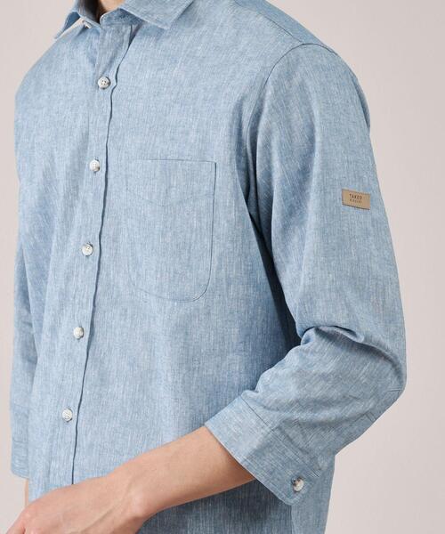 TAKEO KIKUCHI（タケオキクチ）の「ハイブリッド リネン 7分袖 シャツ（シャツ/ブラウス・メンズ・ブルー/ボルドー/ライトグレー/グリーン系/ネイビー・01/05/02/04/03）」の12枚目の写真
