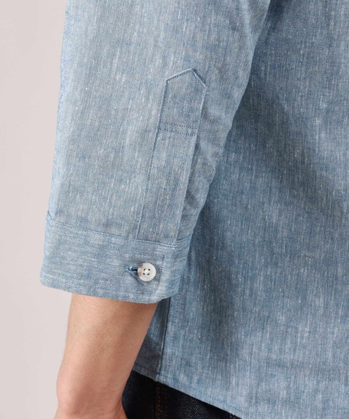 TAKEO KIKUCHI（タケオキクチ）の「ハイブリッド リネン 7分袖 シャツ（シャツ/ブラウス・メンズ・ブルー/ボルドー/ライトグレー/グリーン系/ネイビー・01/05/02/04/03）」の13枚目の写真