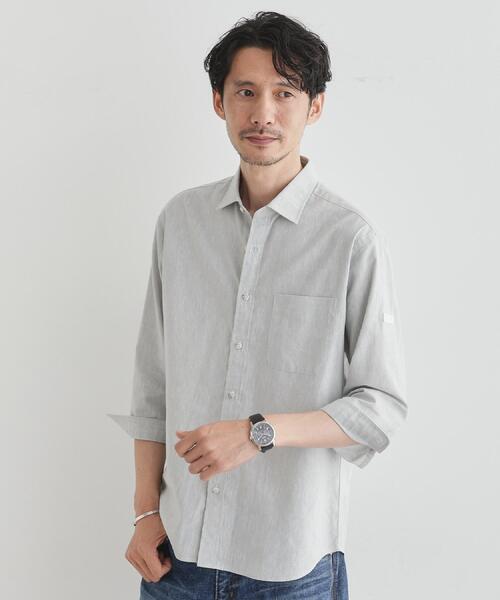 TAKEO KIKUCHI（タケオキクチ）の「ハイブリッド リネン 7分袖 シャツ（シャツ/ブラウス・メンズ・ブルー/ボルドー/ライトグレー/グリーン系/ネイビー・01/05/02/04/03）」の20枚目の写真