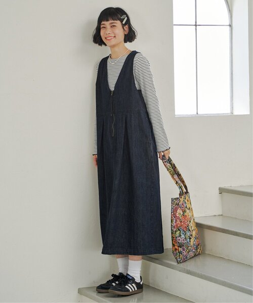 LBC（エルビーシー）の「デニムジップ深Vネックワンピース（ワンピース・レディース・ブルー/ネイビー・M）」の9枚目の写真