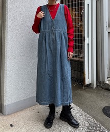 LBC | デニムジップ深Vネックワンピース(ワンピース)