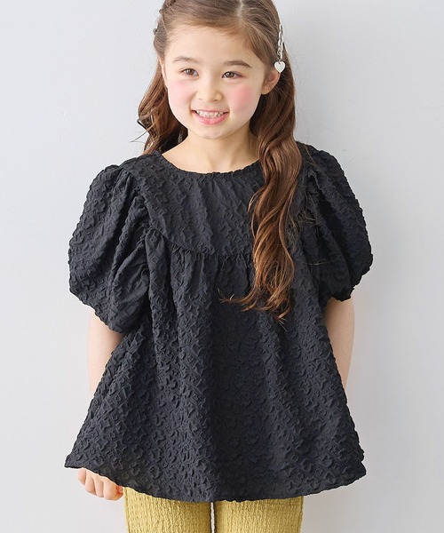 Piet(ピエット)の「ふんわり ボリューム バルーンスリーブ ブラウス(シャツ/ブラウス・キッズ・ブラック/オフホワイト/ピンク/グリーン・110/120/100/130)」の1枚目の写真