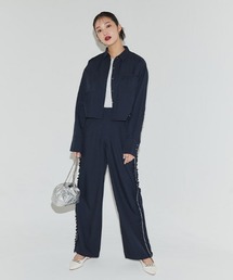 ECLAM（クラム）の「【セット】サイドドロストクロップドシャツ＆パンツ（セットアップ）」