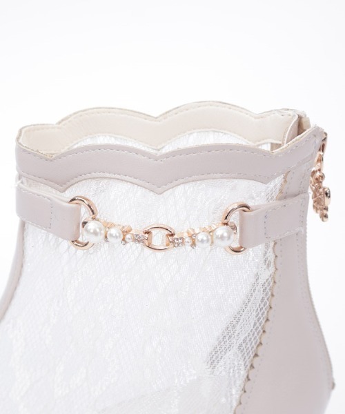 axes femme（アクシーズファム）の「オープントゥレースブーツ（ブーツ・レディース・ブラック/ベージュ・MEDIUM/LARGE）」の6枚目の写真