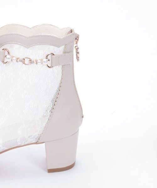 axes femme（アクシーズファム）の「オープントゥレースブーツ（ブーツ・レディース・ブラック/ベージュ・MEDIUM/LARGE）」の8枚目の写真