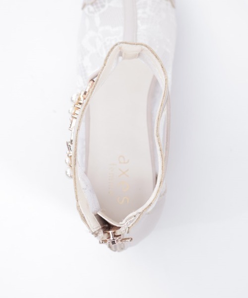 axes femme（アクシーズファム）の「オープントゥレースブーツ（ブーツ・レディース・ブラック/ベージュ・MEDIUM/LARGE）」の9枚目の写真