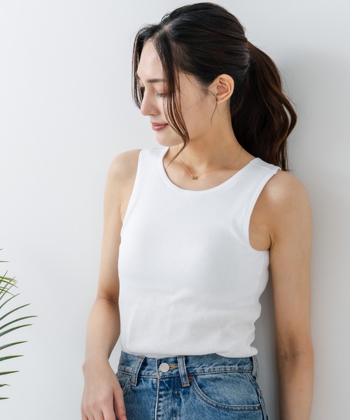 HANES(ヘインズ)の「【Hanes/ヘインズ】ブラ アメリカンスリーブ タンクトップ(タンクトップ・レディース・ブラック/杢グレー/ホワイト・FREE)」の2枚目の写真