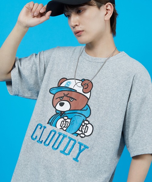 SIDEWAY STANCE(サイドウェイスタンス)の「【SIDEWAY STANCE】パイル地 半袖Tシャツ(Tシャツ/カットソー・メンズ・ホワイト/ライトグレー/ブラック/ホワイト系/ホワイト系1/ブラック系/ブラック系1/ライトグレー系/ライトグレー系1・SMALL/MEDIUM/LARGE/X-LARGE)」の1枚目の写真