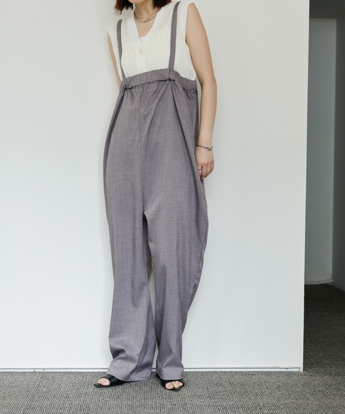 select MOCA Et(セレクトモカエト)の「【Et】Tapered overalls(サロペット/オーバーオール・レディース・ブラック/グレー・FREE)」の7枚目の写真
