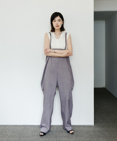 select MOCA Et(セレクトモカエト)の「【Et】Tapered overalls(サロペット/オーバーオール・レディース・ブラック/グレー・FREE)」の13枚目の写真