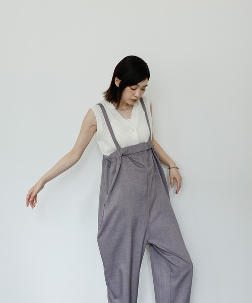 select MOCA Et(セレクトモカエト)の「【Et】Tapered overalls(サロペット/オーバーオール・レディース・ブラック/グレー・FREE)」の6枚目の写真