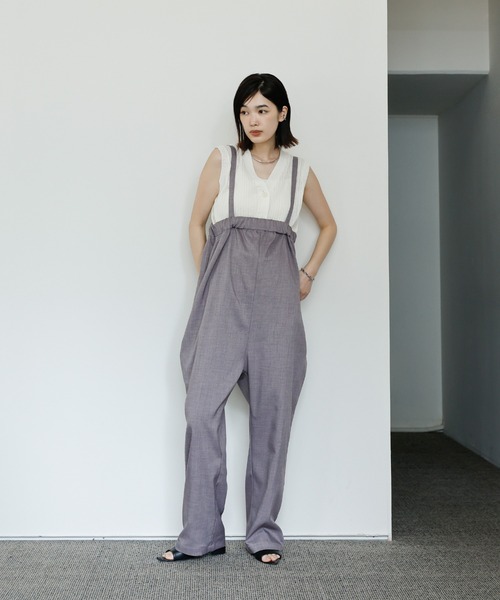 select MOCA Et(セレクトモカエト)の「【Et】Tapered overalls(サロペット/オーバーオール・レディース・ブラック/グレー・FREE)」の5枚目の写真