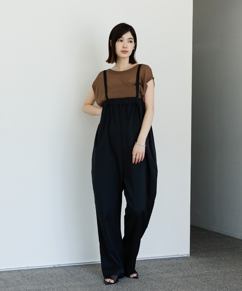 select MOCA Et(セレクトモカエト)の「【Et】Tapered overalls(サロペット/オーバーオール・レディース・ブラック/グレー・FREE)」の4枚目の写真
