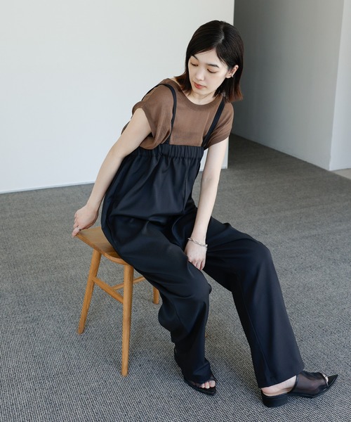 select MOCA Et(セレクトモカエト)の「【Et】Tapered overalls(サロペット/オーバーオール・レディース・ブラック/グレー・FREE)」の18枚目の写真