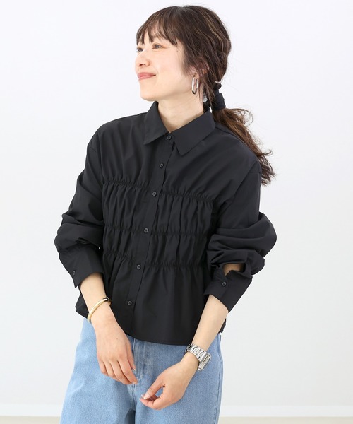 たなとし AWgotohollywood ブラウス02.160 ブラック T/Cブロードシャーリングブラウス（シャツ/ブラウス）｜Aletta vita