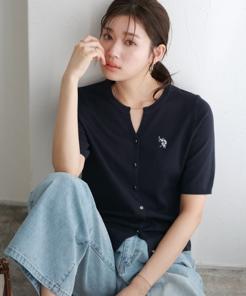 U.S. POLO ASSN.（ユーエスポロアッスン）の「【U.S.POLO ASSN.】キーネックデザインカーディガン（カーディガン/ボレロ・レディース・ネイビー/ブルー系その他/アイボリー系/グレー系その他/ブラック系その他/レッド系その他・M/L/LL）」の8枚目の写真