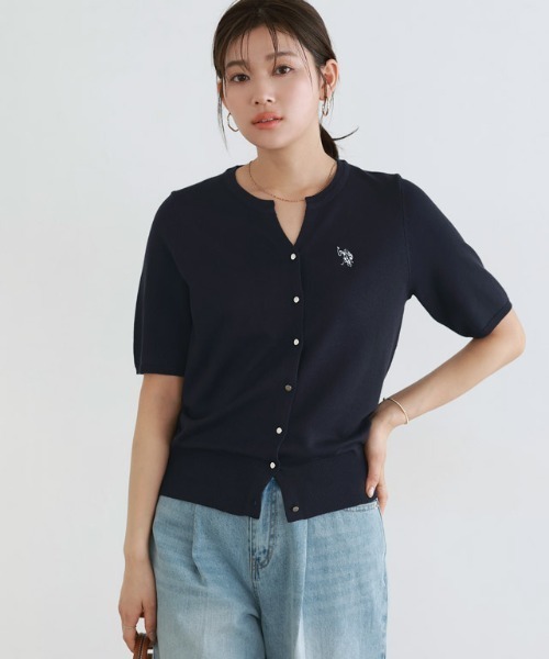 U.S. POLO ASSN.（ユーエスポロアッスン）の「【U.S.POLO ASSN.】キーネックデザインカーディガン（カーディガン/ボレロ・レディース・ネイビー/ブルー系その他/アイボリー系/グレー系その他/ブラック系その他/レッド系その他・M/L/LL）」の11枚目の写真