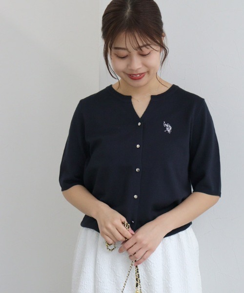 U.S. POLO ASSN.（ユーエスポロアッスン）の「【U.S.POLO ASSN.】キーネックデザインカーディガン（カーディガン/ボレロ・レディース・ネイビー/ブルー系その他/アイボリー系/グレー系その他/ブラック系その他/レッド系その他・M/L/LL）」の14枚目の写真