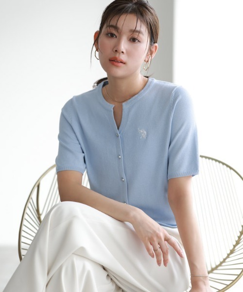 U.S. POLO ASSN.（ユーエスポロアッスン）の「【U.S.POLO ASSN.】キーネックデザインカーディガン（カーディガン/ボレロ・レディース・ネイビー/ブルー系その他/アイボリー系/グレー系その他/ブラック系その他/レッド系その他・M/L/LL）」の16枚目の写真