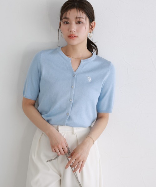 U.S. POLO ASSN.（ユーエスポロアッスン）の「【U.S.POLO ASSN.】キーネックデザインカーディガン（カーディガン/ボレロ・レディース・ネイビー/ブルー系その他/アイボリー系/グレー系その他/ブラック系その他/レッド系その他・M/L/LL）」の20枚目の写真