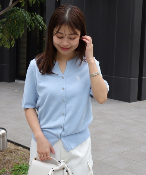U.S. POLO ASSN.（ユーエスポロアッスン）の「【U.S.POLO ASSN.】キーネックデザインカーディガン（カーディガン/ボレロ・レディース・ネイビー/ブルー系その他/アイボリー系/グレー系その他/ブラック系その他/レッド系その他・M/L/LL）」の22枚目の写真