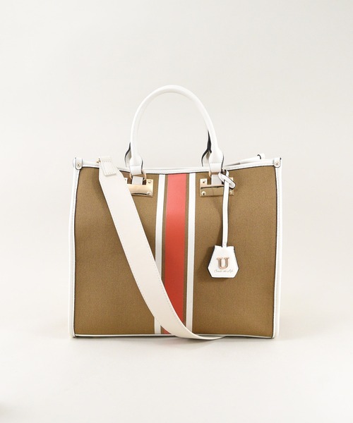 U（ユー）の「ラインキャンバス パリジャン トートバッグ/Lサイズ（ビジネスバッグ・レディース・グリーン/オフホワイト/ブラック・FREE）」の19枚目の写真